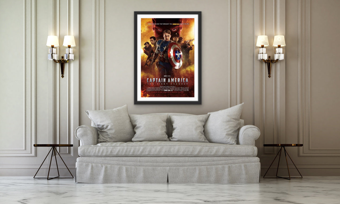 An original movie poster for the Marvel film Captain America The First Avenger