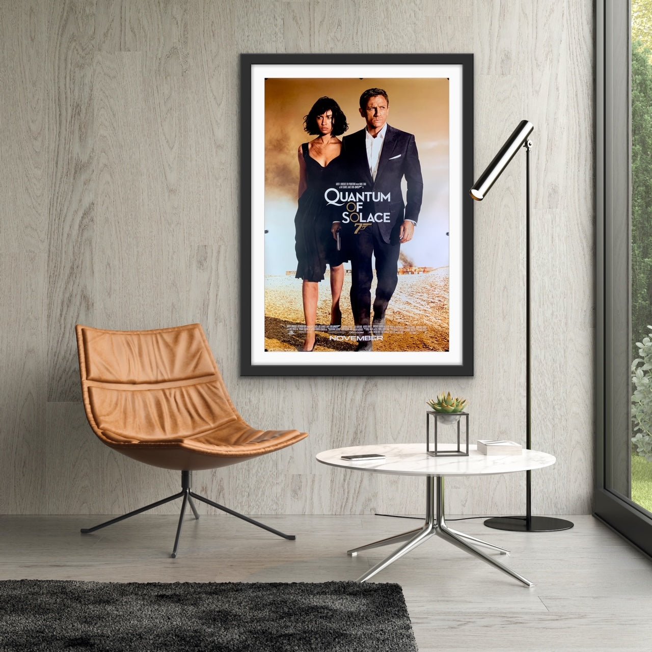 An original movie poster for the James Bond film Quantum of Solace