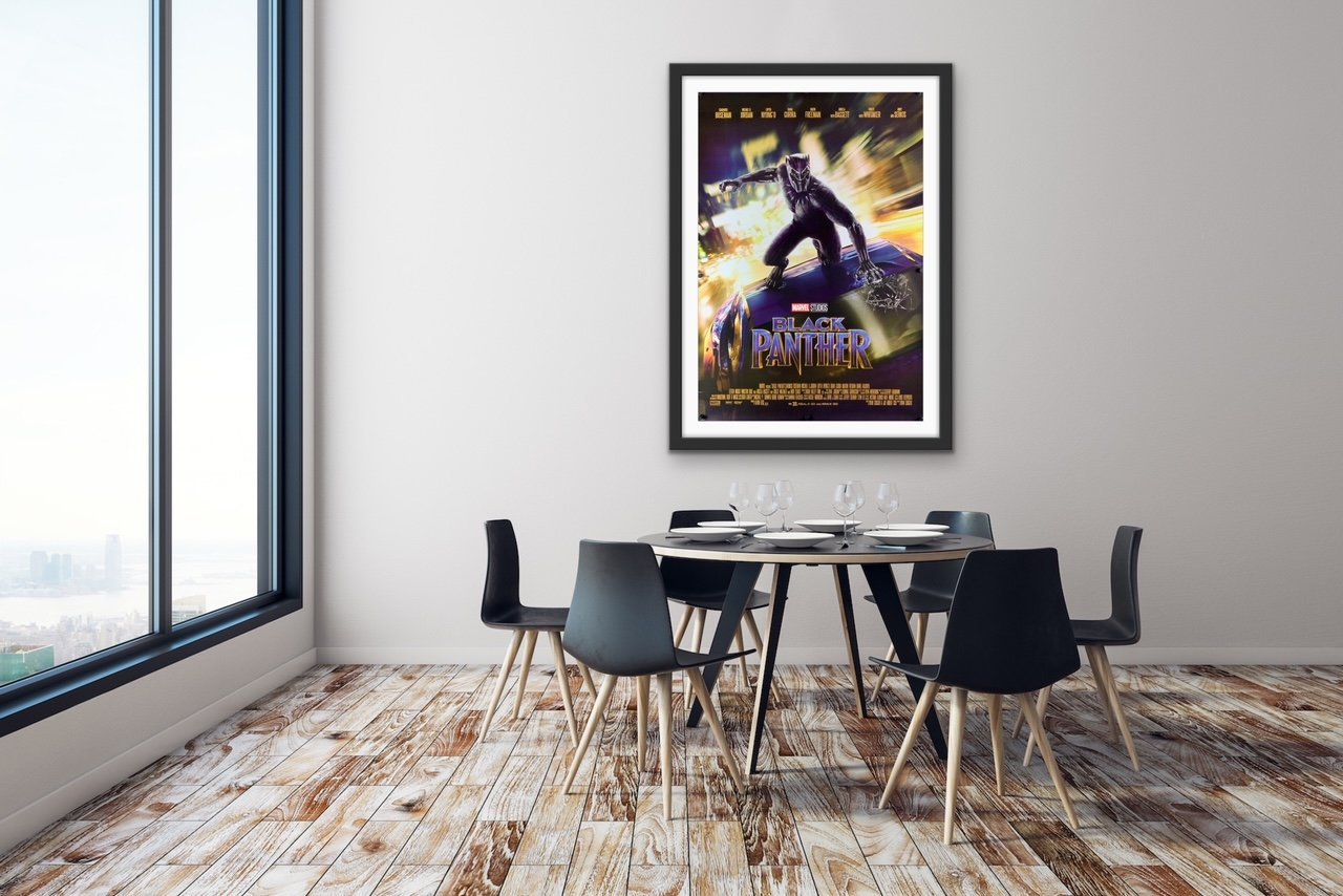 An original movie poster for the Marvel MCU film Black Panther