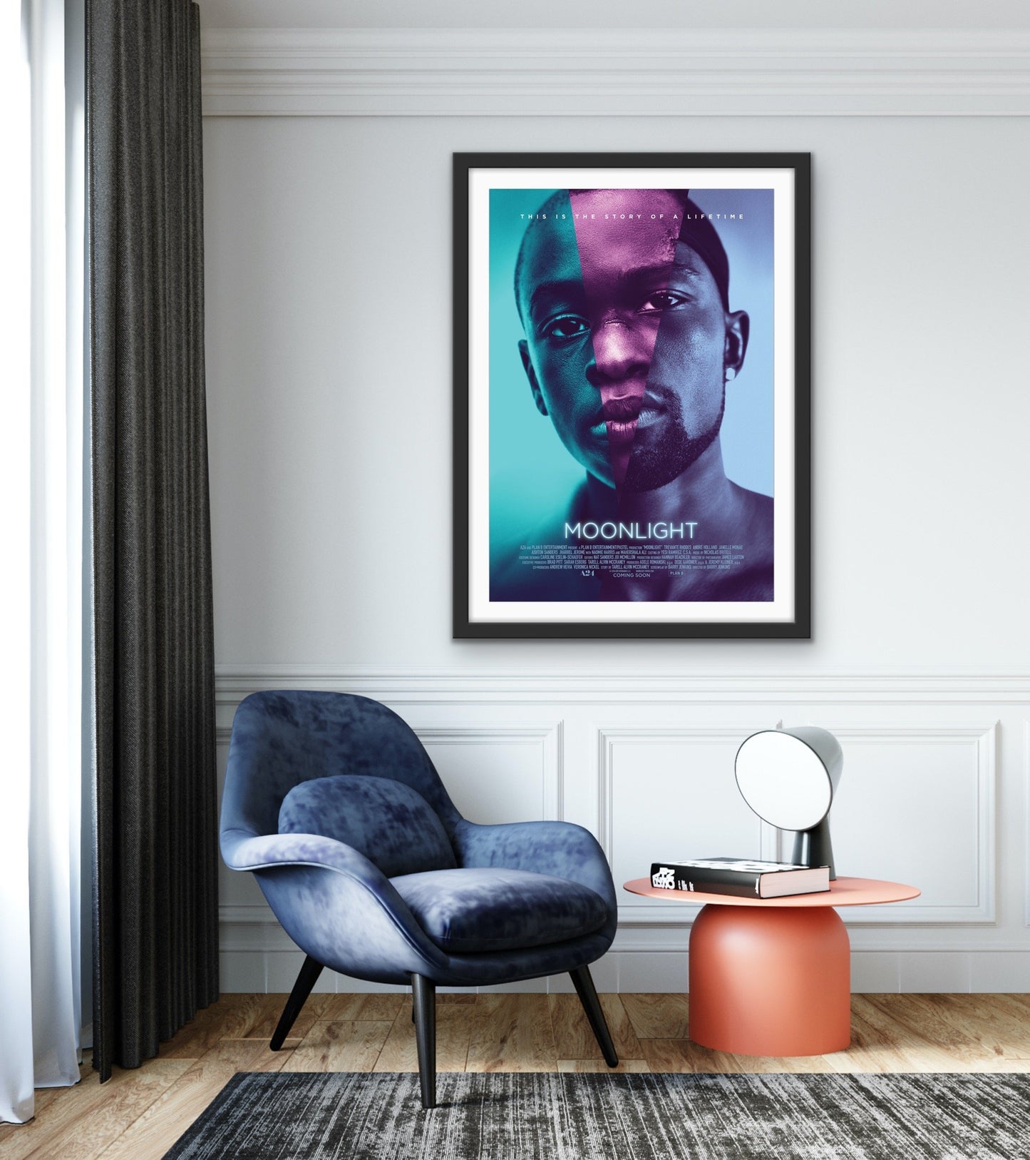 An original movie poster for the A24 film Moonlight