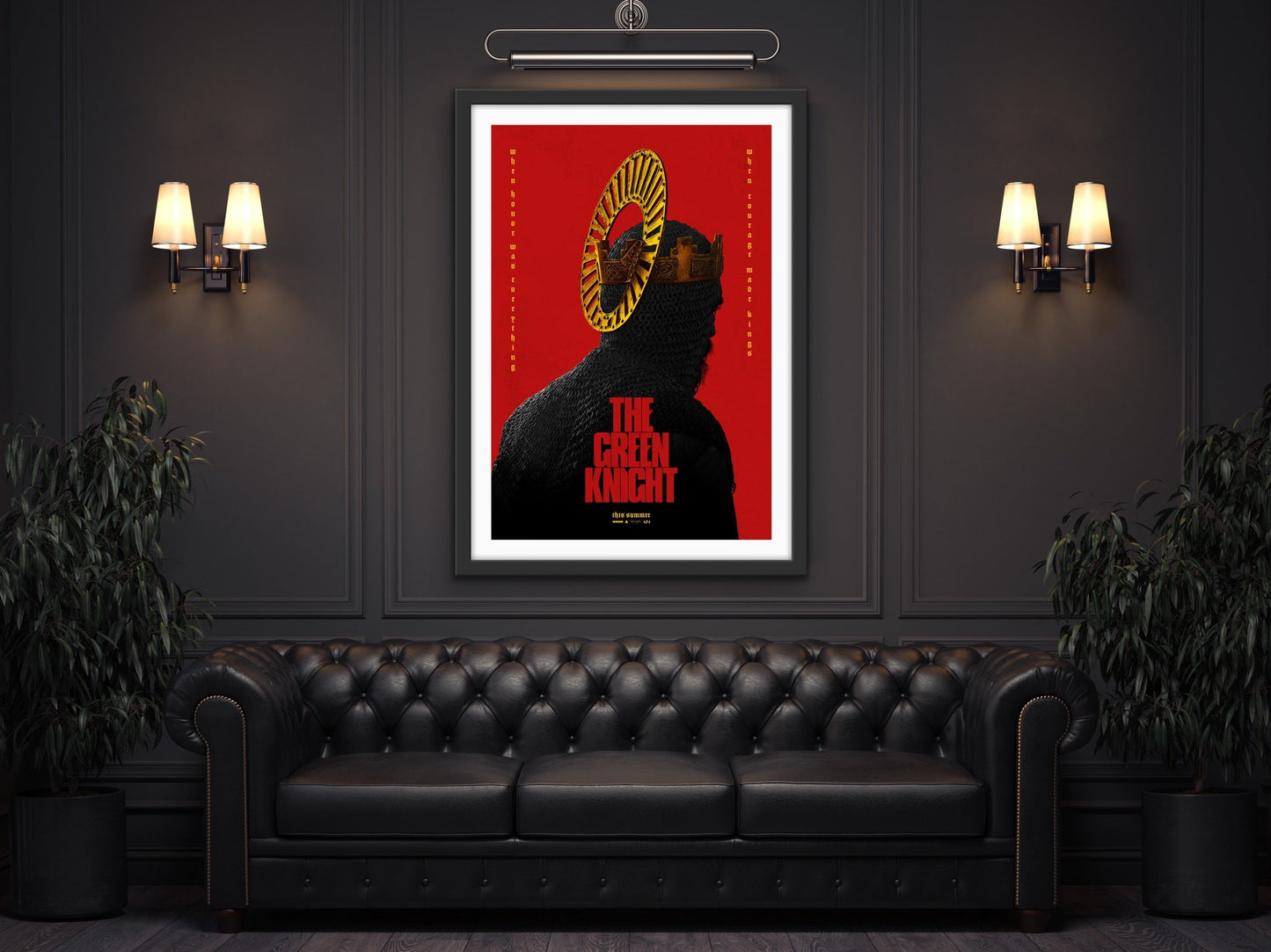 An original movie poster for the A24 film The Green Knight