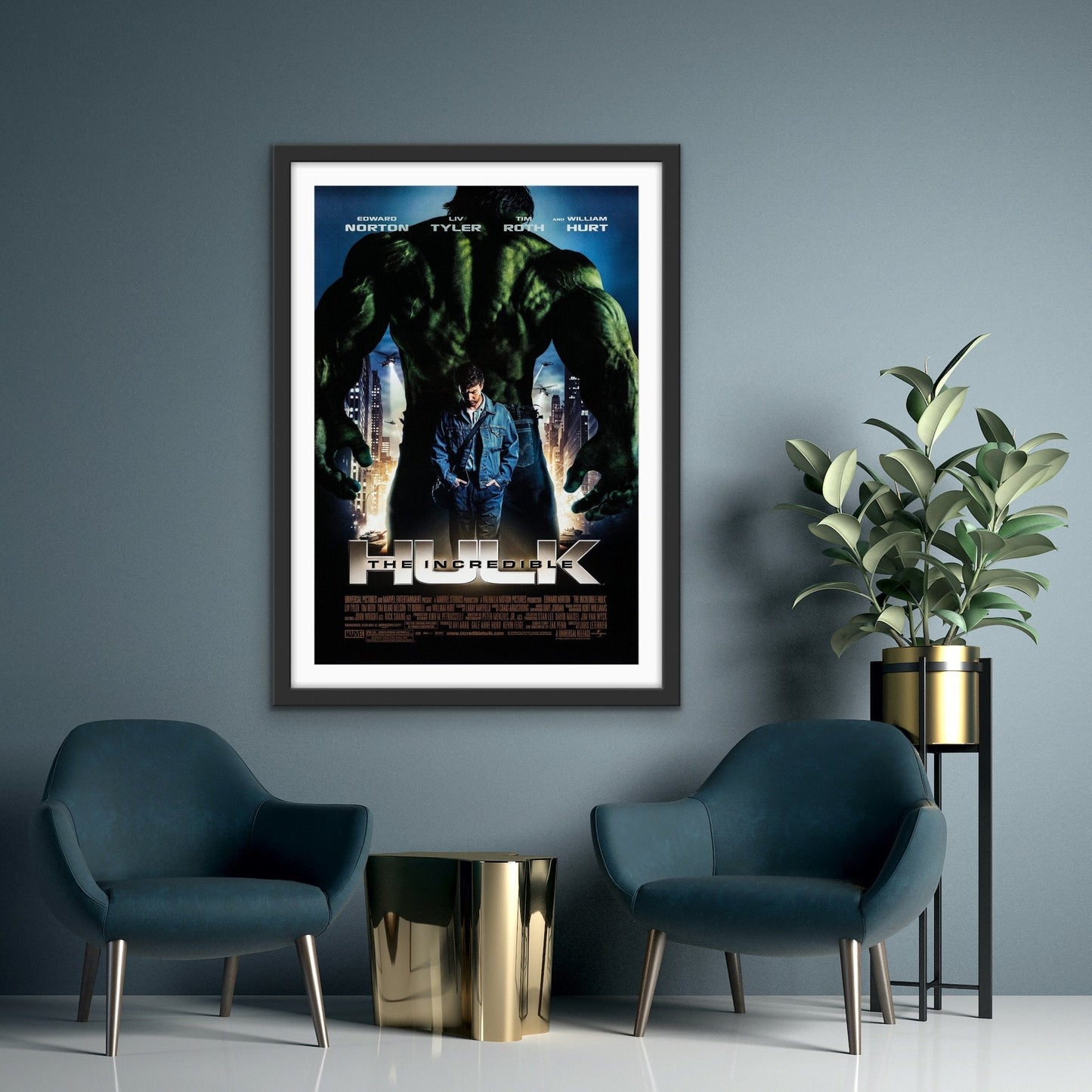 An original movie poster for the Marvel MCU film The Incredible Hulk