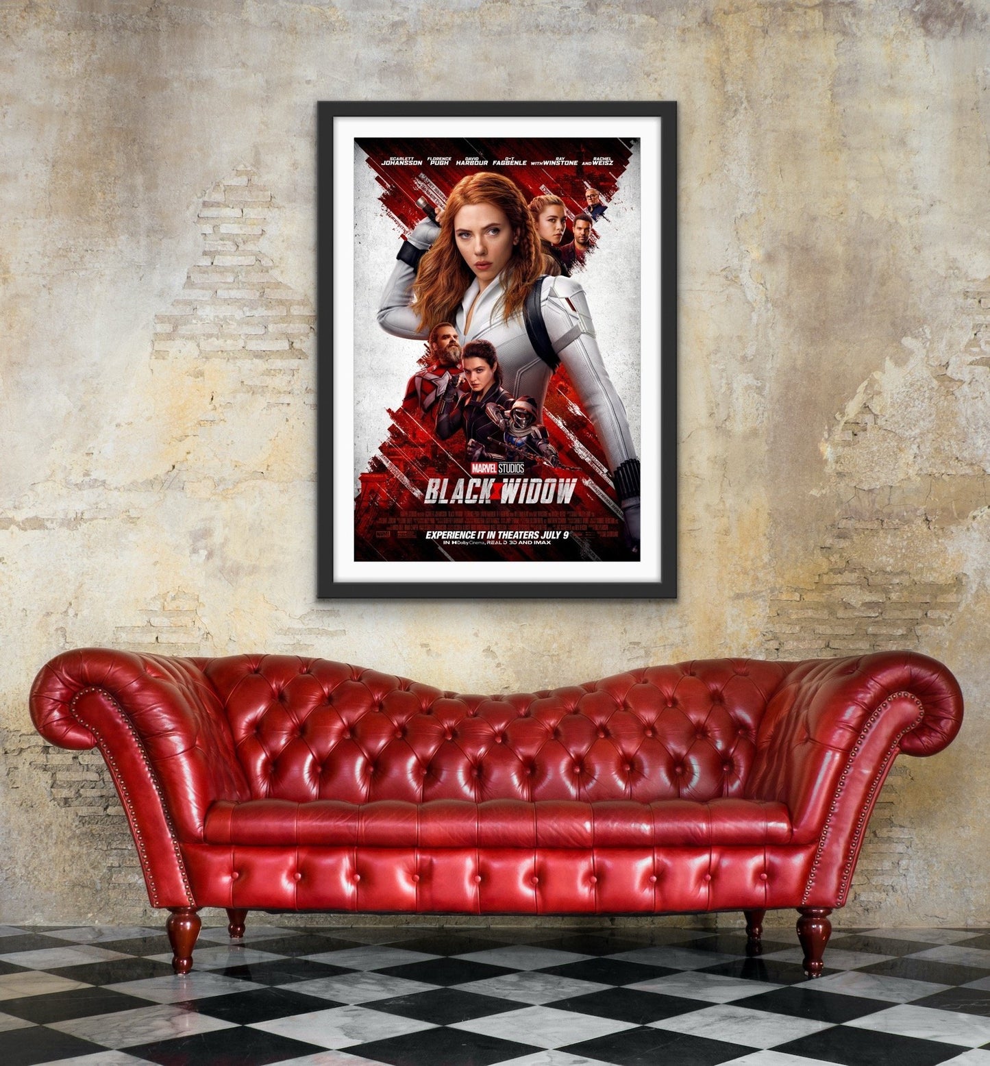 An original movie poster for the Marvel MCU film Black Widow starring Scarlett Johansson