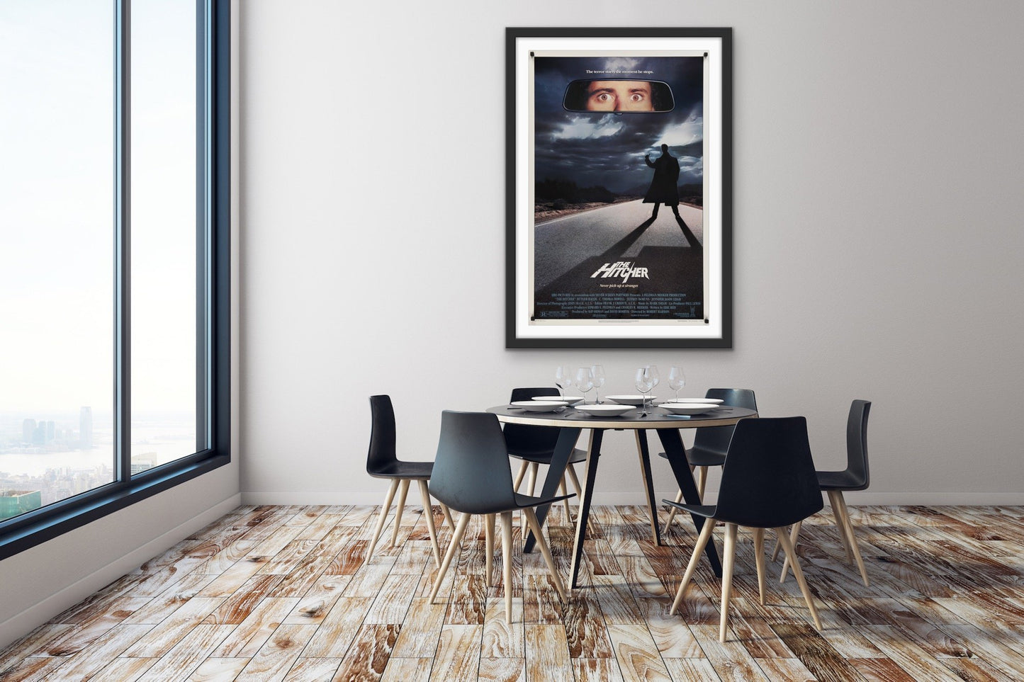 An original movie poster for the 1986 film The Hitcher