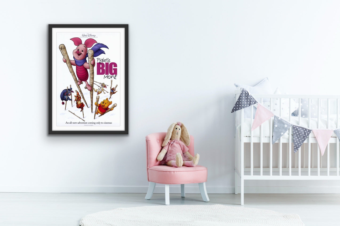 An original movie poster for the Disney Winnie the Pooh film Piglet's Big Movie