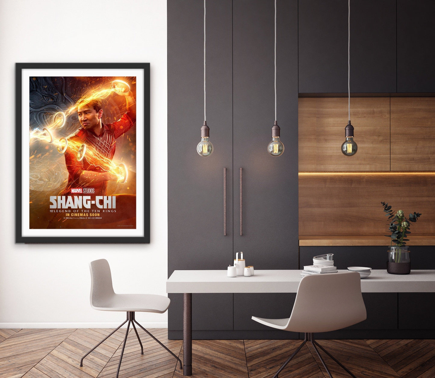 An original movie poster for the Marvel film Shang-Chi and the Legend of the Ten Rings
