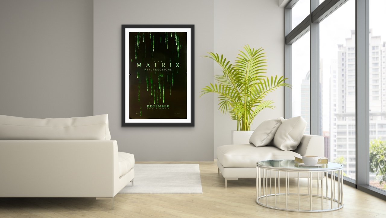 An original movie poster for the film The Matrix Resurrections