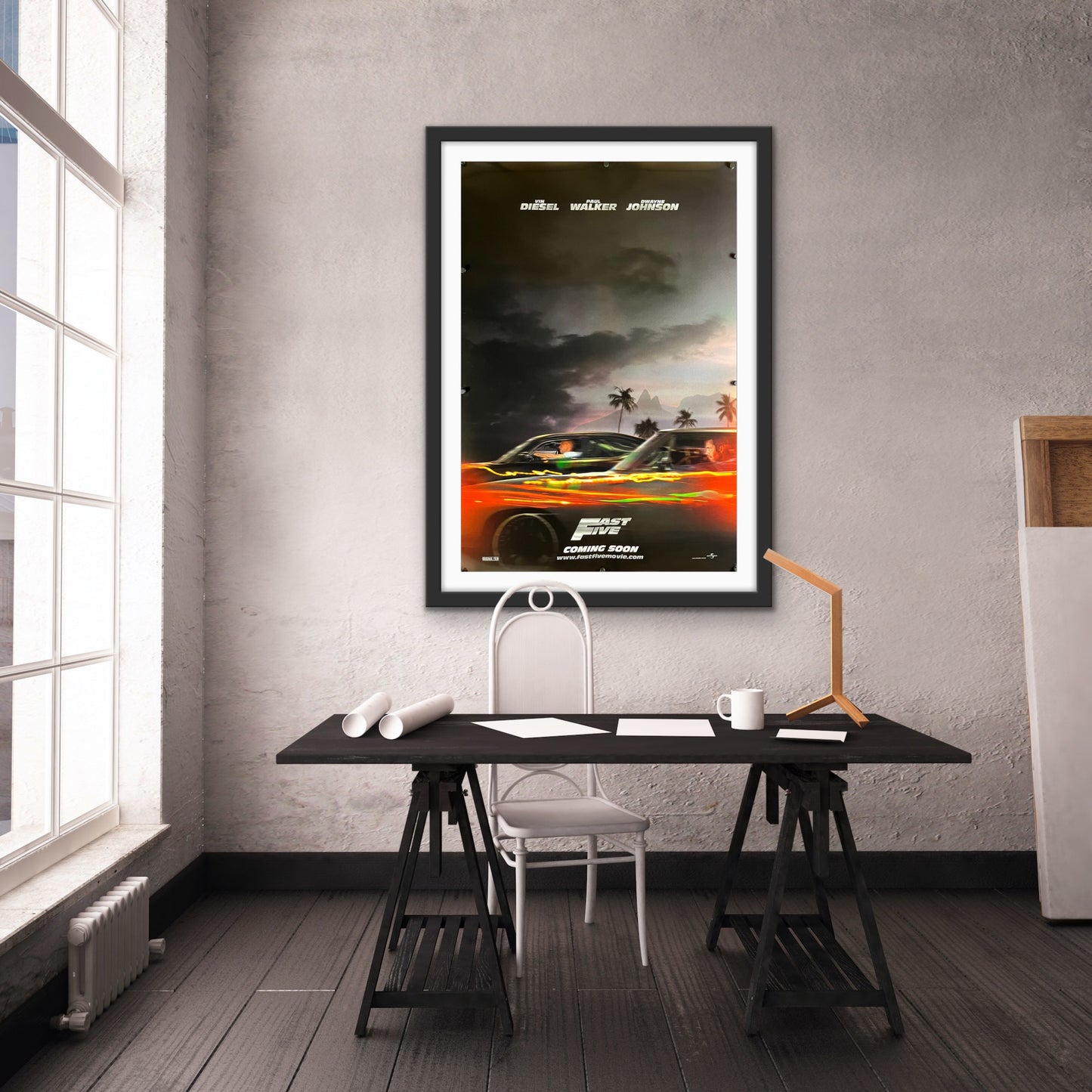 An original movie poster for the Fast and Furious film Fast 5