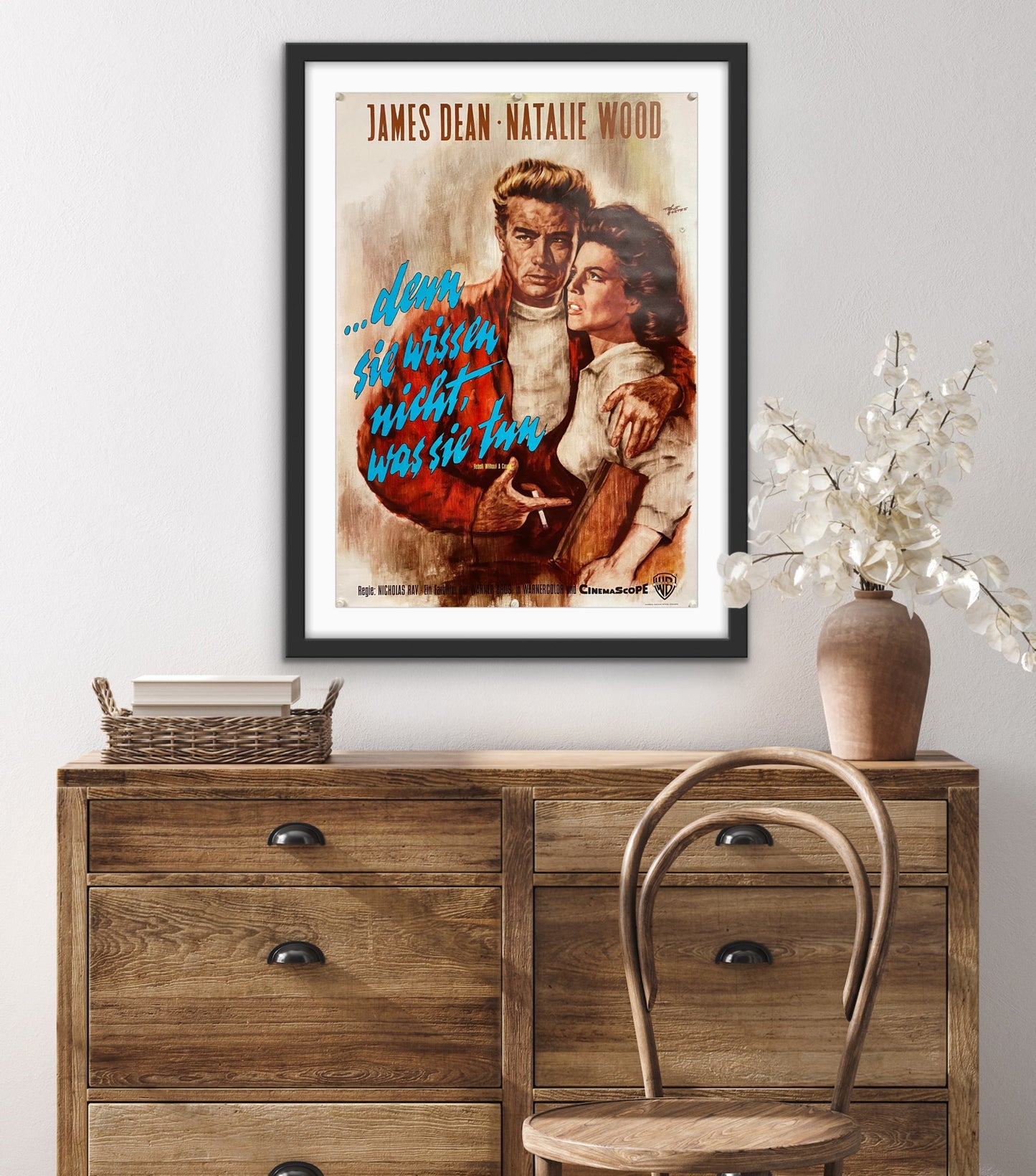 An original German movie poster for the James Dean film Rebel Without A Cause