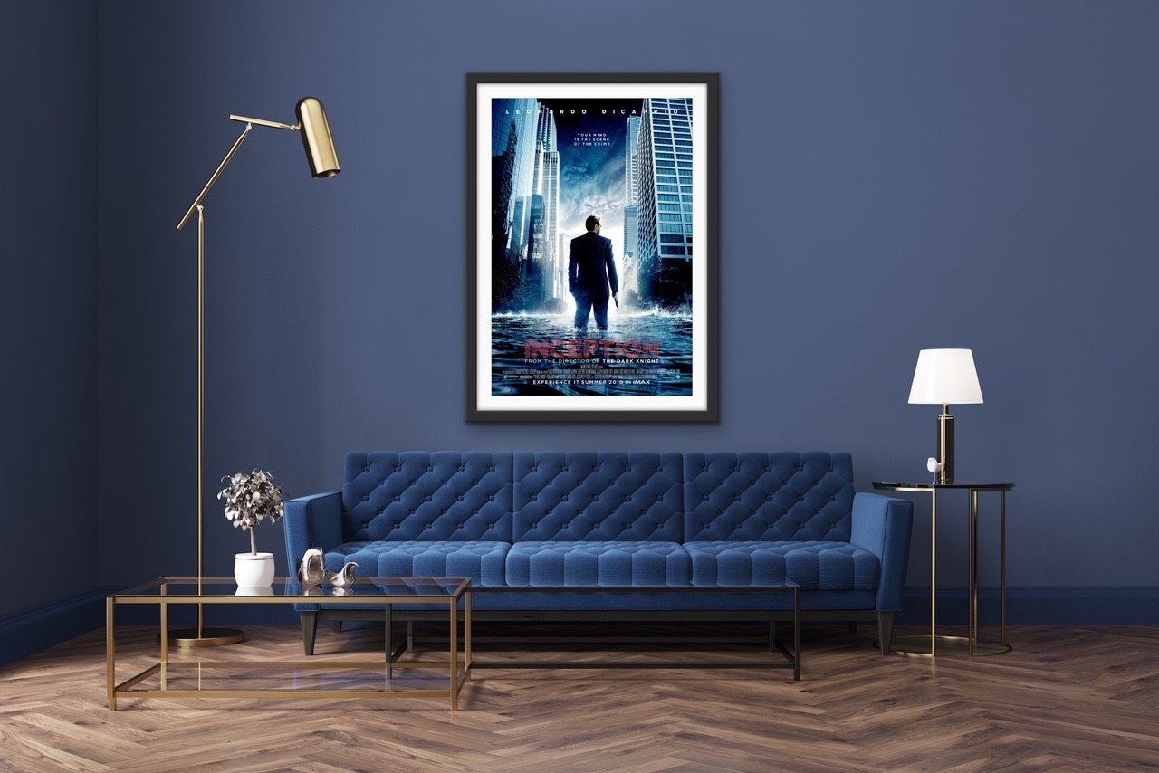 An original movie poster for the Christopher Nolan and Leonardo DiCaprio film Inception