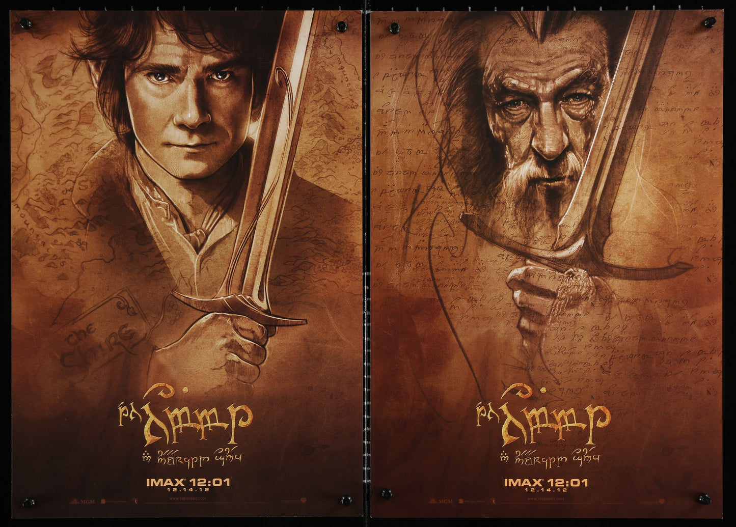 A set of four character posters for the Hobbit / Lord of the Rings films