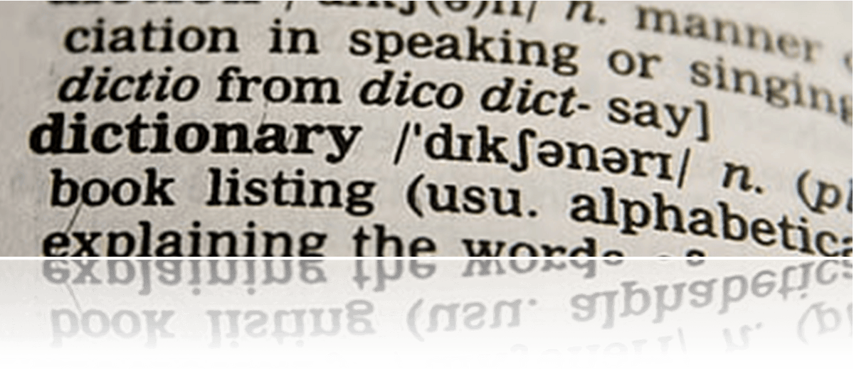 The word Dictionary in a traditional paper dictionary