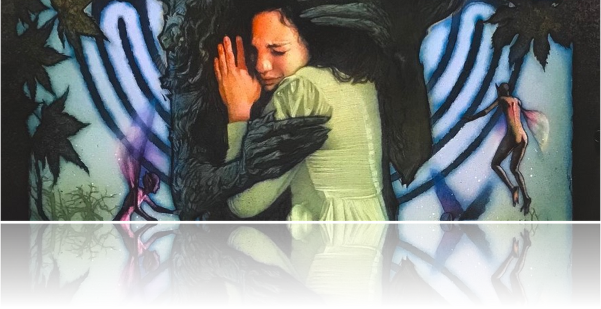 A close up of Drew Struzan's unused movie poster for Pan's Labyrinth