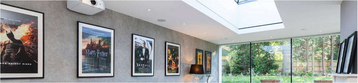 Framed movie posters in a stylish home