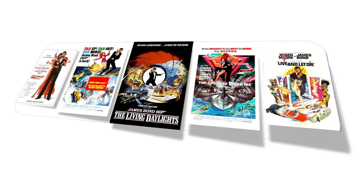 A selection of James Bond movie posters