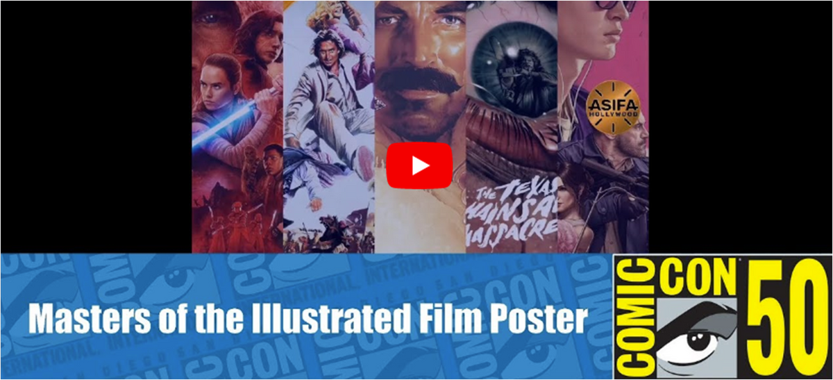 The San Diego Comic Con Logo for the Masters of the Illustrated Film Poster Panel
