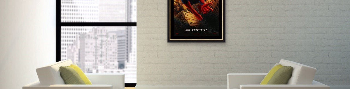 A close up of an original movie poster for Spider-Man 2002