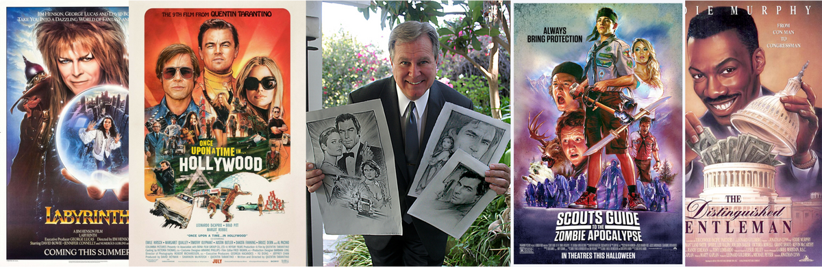 A banner of movie posters by artist Steve (Steven) Chorney