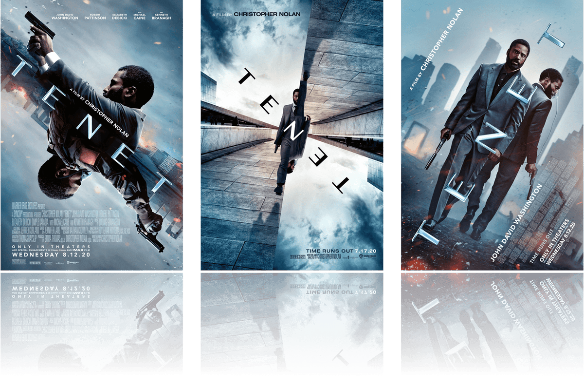 Movie posters for the Christopher Nolan film Tenet