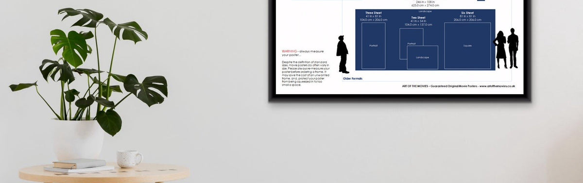 A photo showing an Infographic for U.S. Movie / Film Poster formats, names and sizes