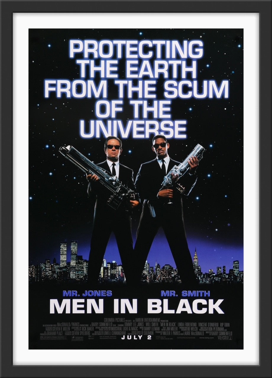 An original movie poster for the 1997 film Men In Black