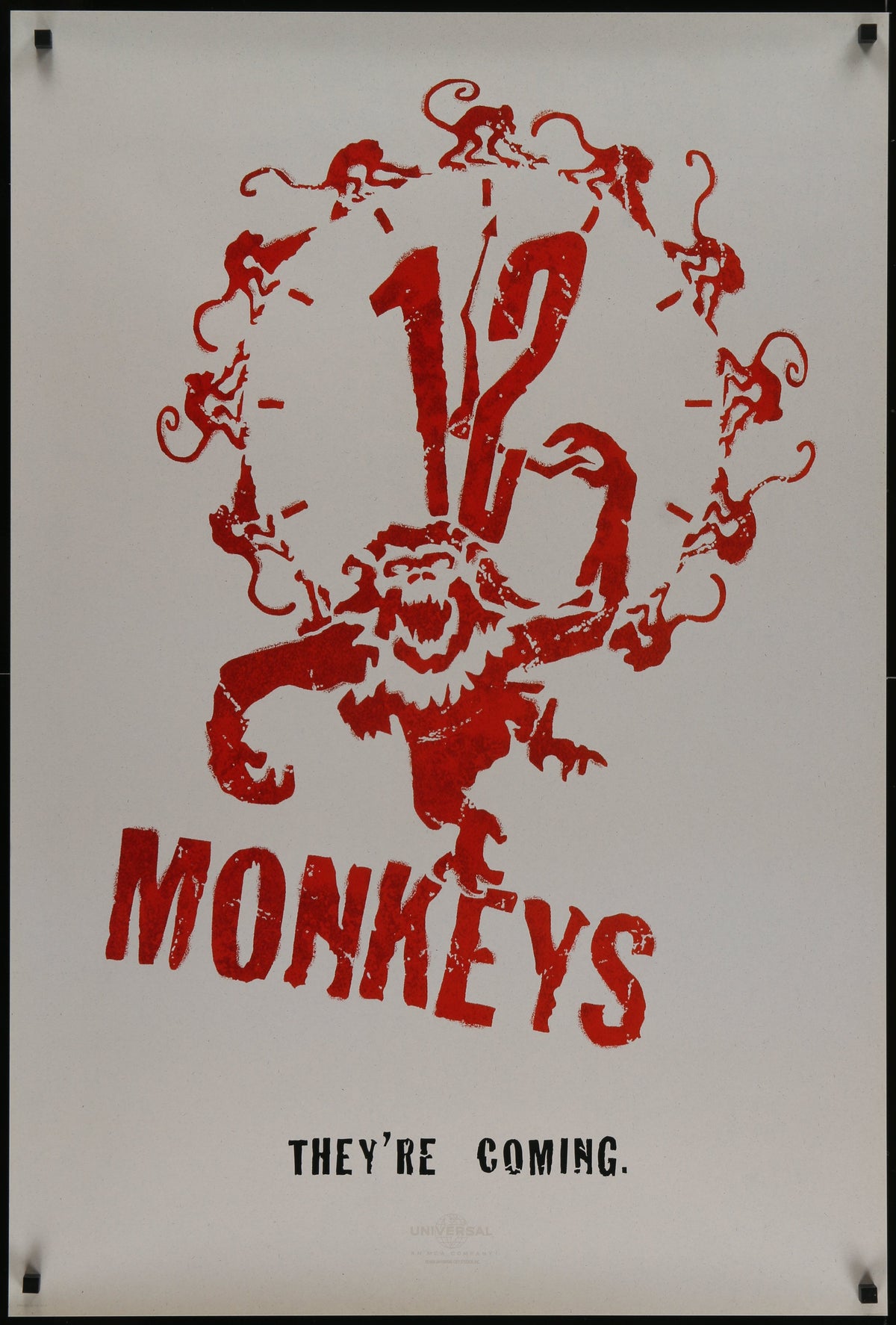 An original movie poster for the Terry Gilliam film 12 Monkeys