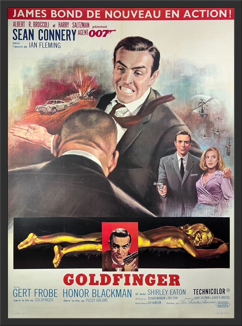 An original French grande movie poster for the James Bond film Goldfinger, with artwork by Jean Mascii
