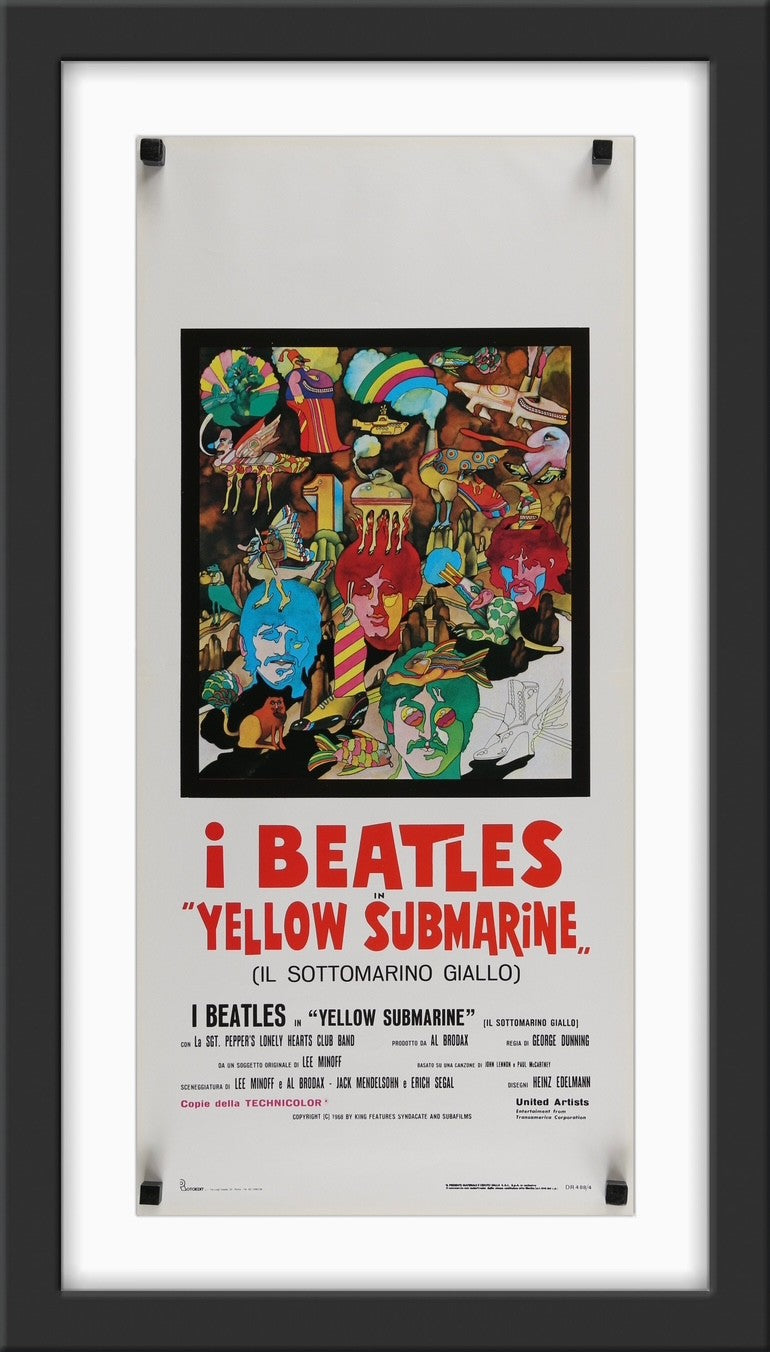 An original movie poster for the Beatles film Yellow Submarine