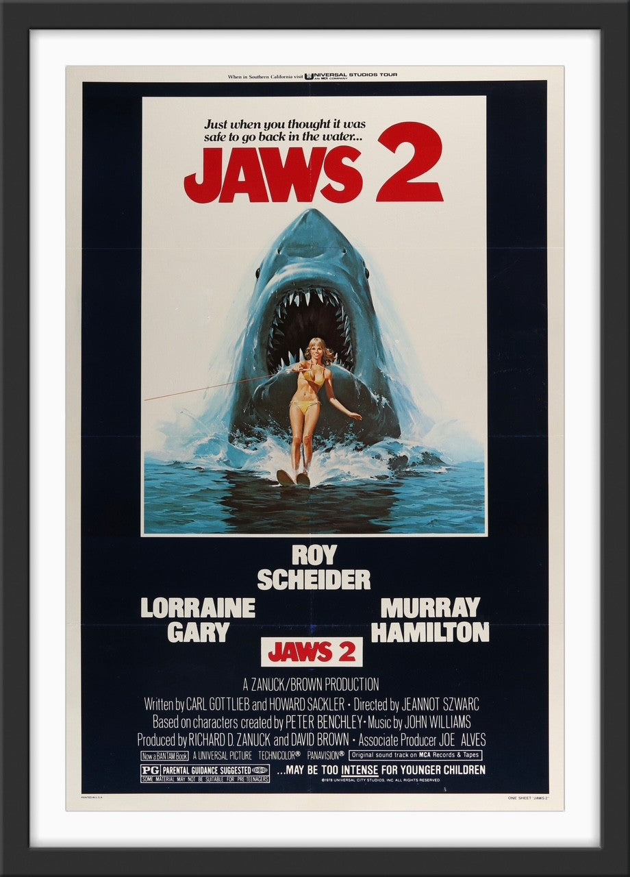 An original movie poster for the film Jaws 2
