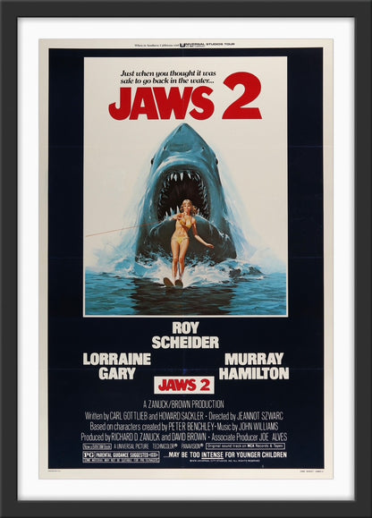 An original movie poster for the film Jaws 2