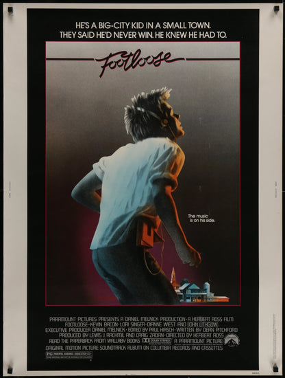 An original movie poster for the Kevin Bacon film Footloose