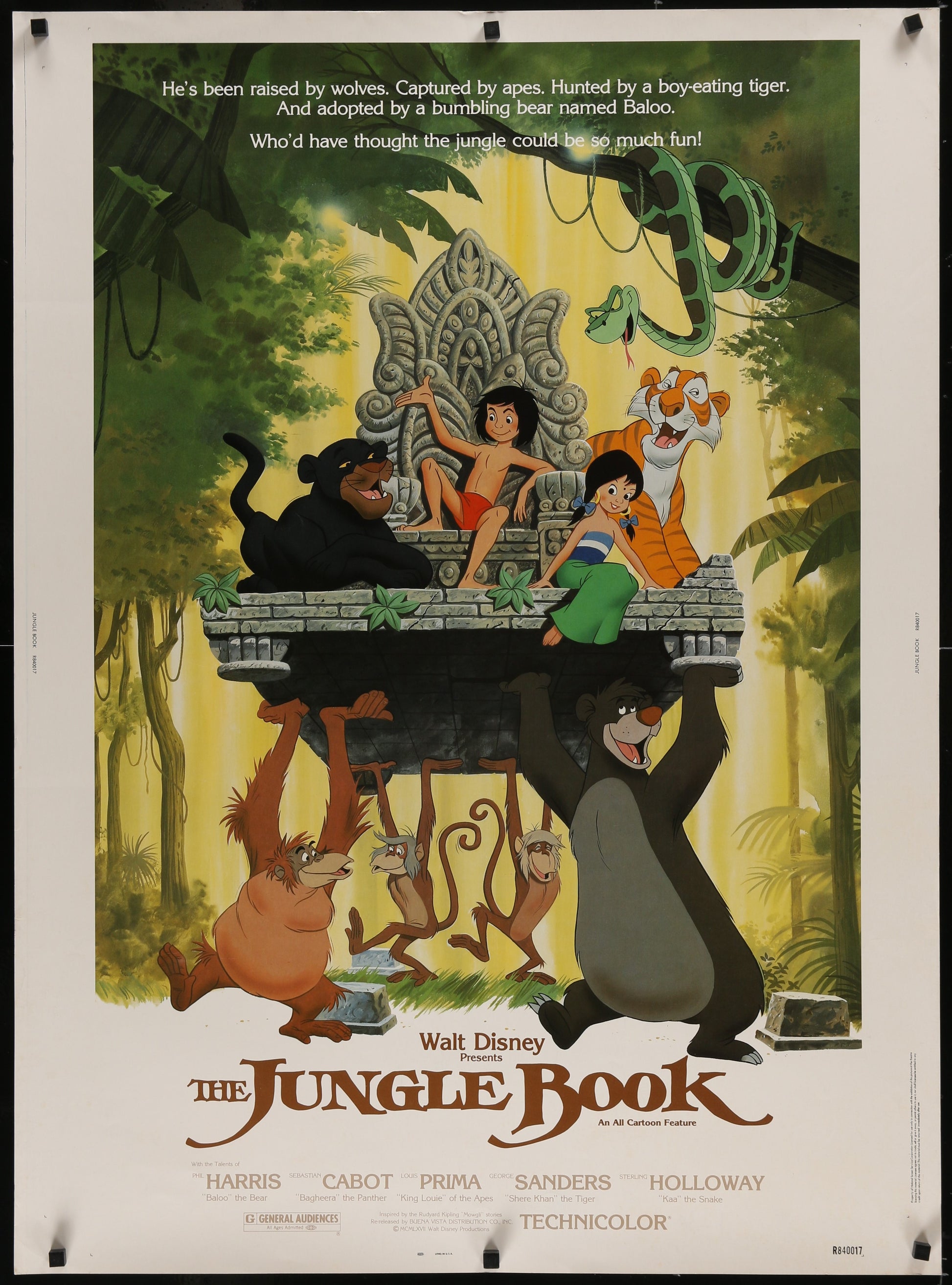 An original 30x40 movie poster for the Disney film The Jungle Book
