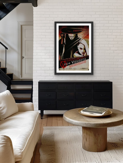 An original movie poster for the film V for Vendetta