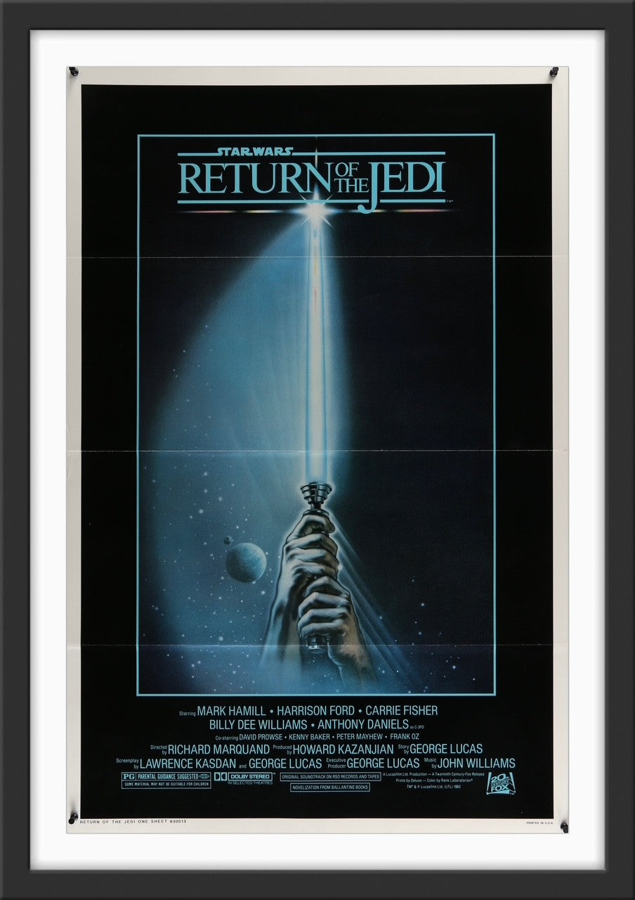 An original movie poster for the Star Wars film Return of the Jedi