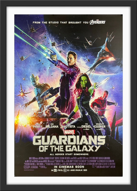An original movie poster for the Marvel film Guardians of the Galaxy