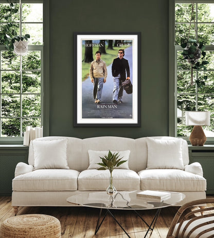 An original movie poster for the Dustin Hoffman and Tom Cruise film Rain Man