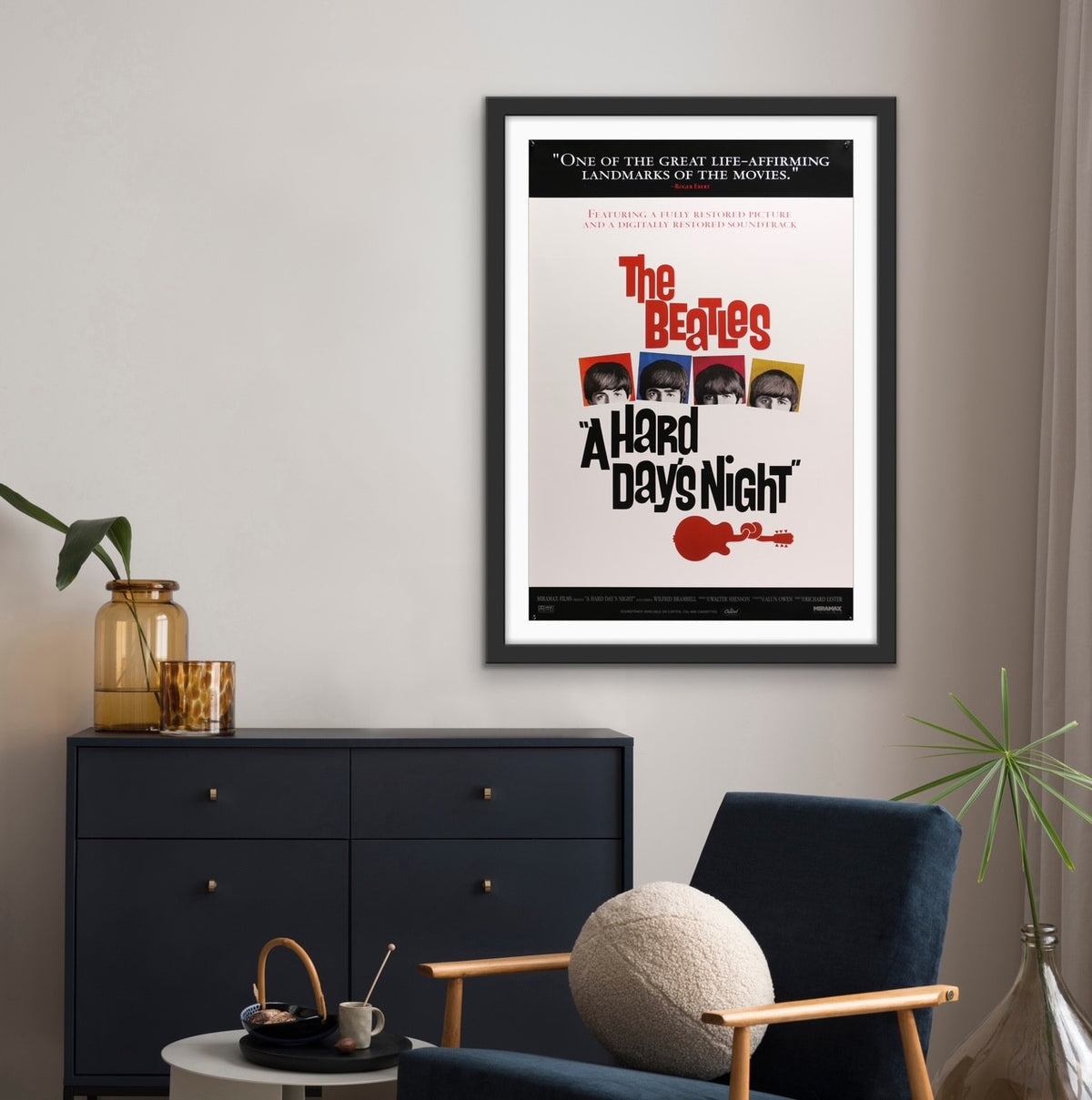 An original one sheet movie poster for the Beatles' A Hard Day's Night