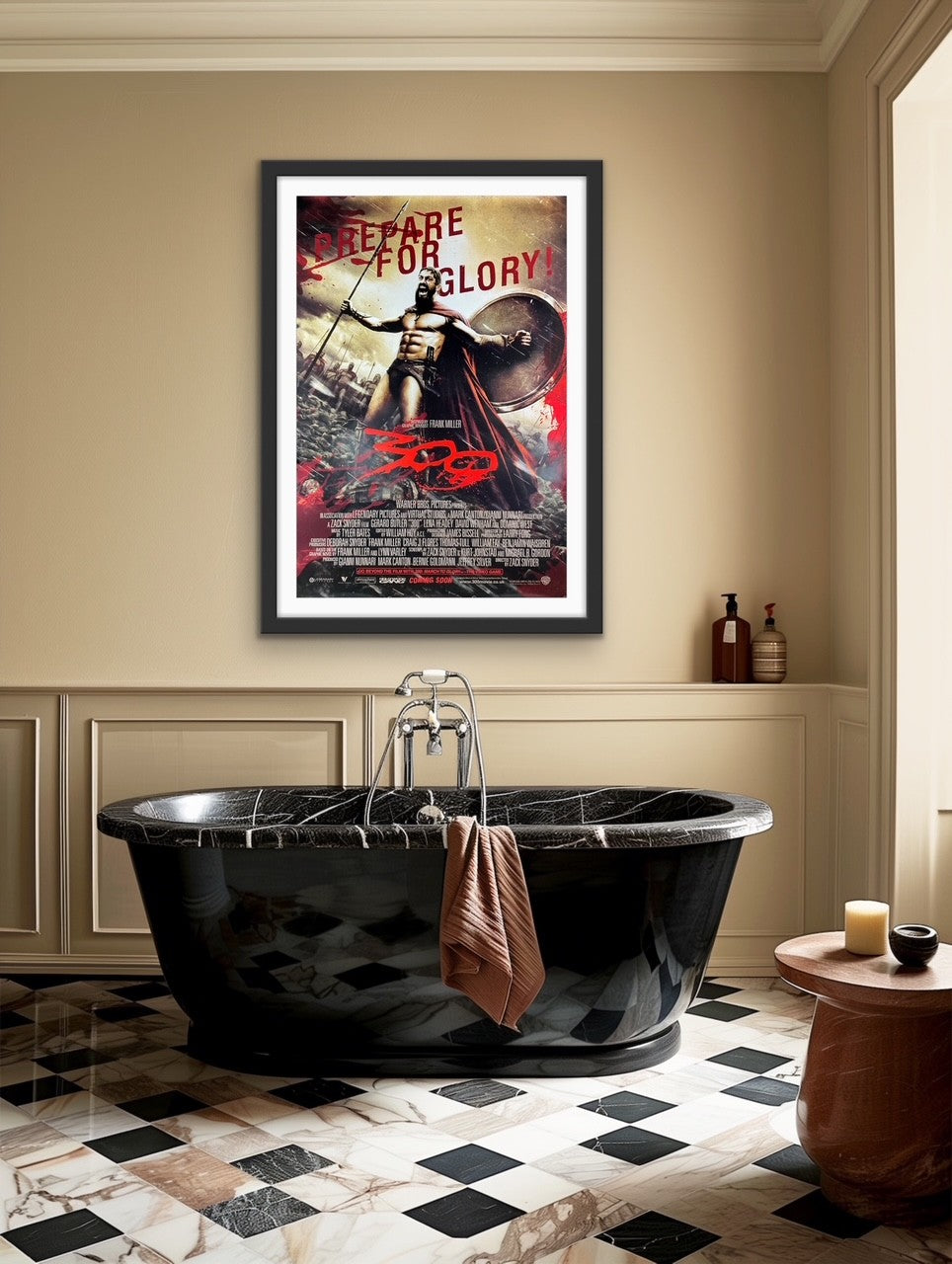An original movie poster for the 2006 film 300