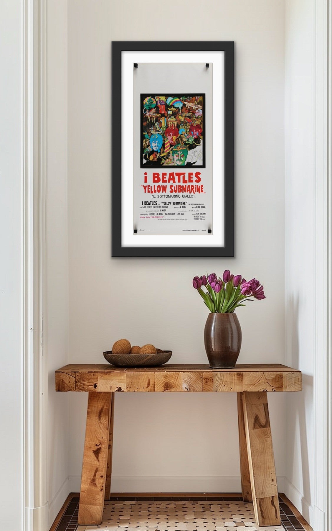 An original movie poster for the Beatles film Yellow Submarine