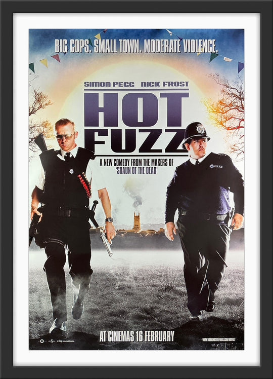 An original movie poster for the Edgar Wright movie Hot Fuzz