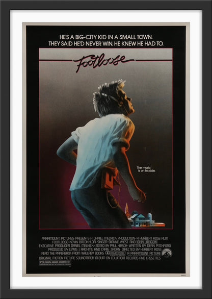 An original movie poster for the Kevin Bacon film Footloose