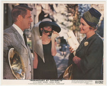 Load image into Gallery viewer, An original 8x10 lobby card for the Audrey Hepburn film Breakfast At Tiffany&#39;s 