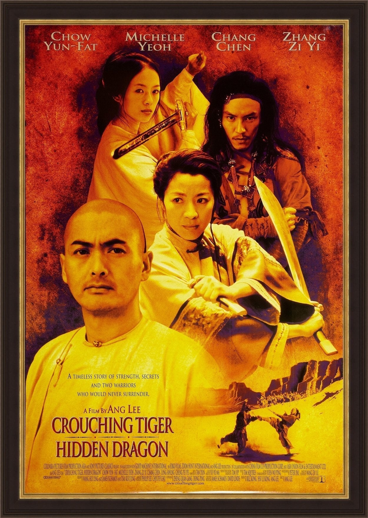 An original movie poster for the Ang Lee film Crouching Tiger Hidden Dragon
