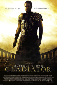 An original movie poster for the Russell Crowe film Gladiator