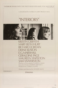 An original movie poster for the Woody Allen film Interiors