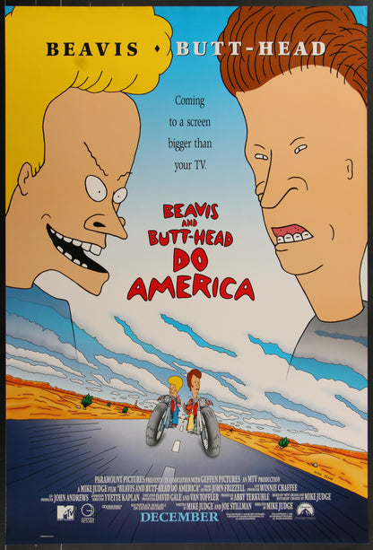 An original movie poster for the animated film Beavis and Butt-head Do America