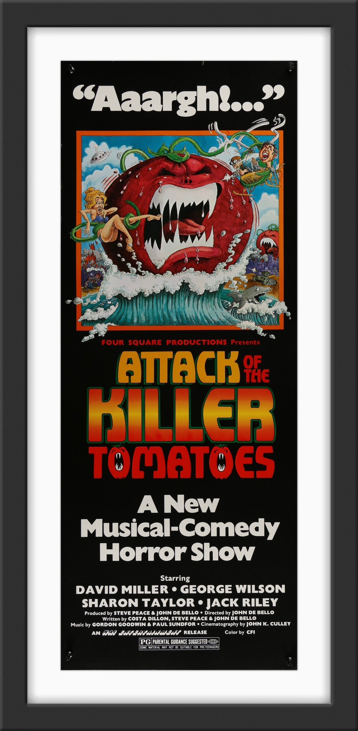 An original movie poster for the film Attack of the Killer Tomatoes
