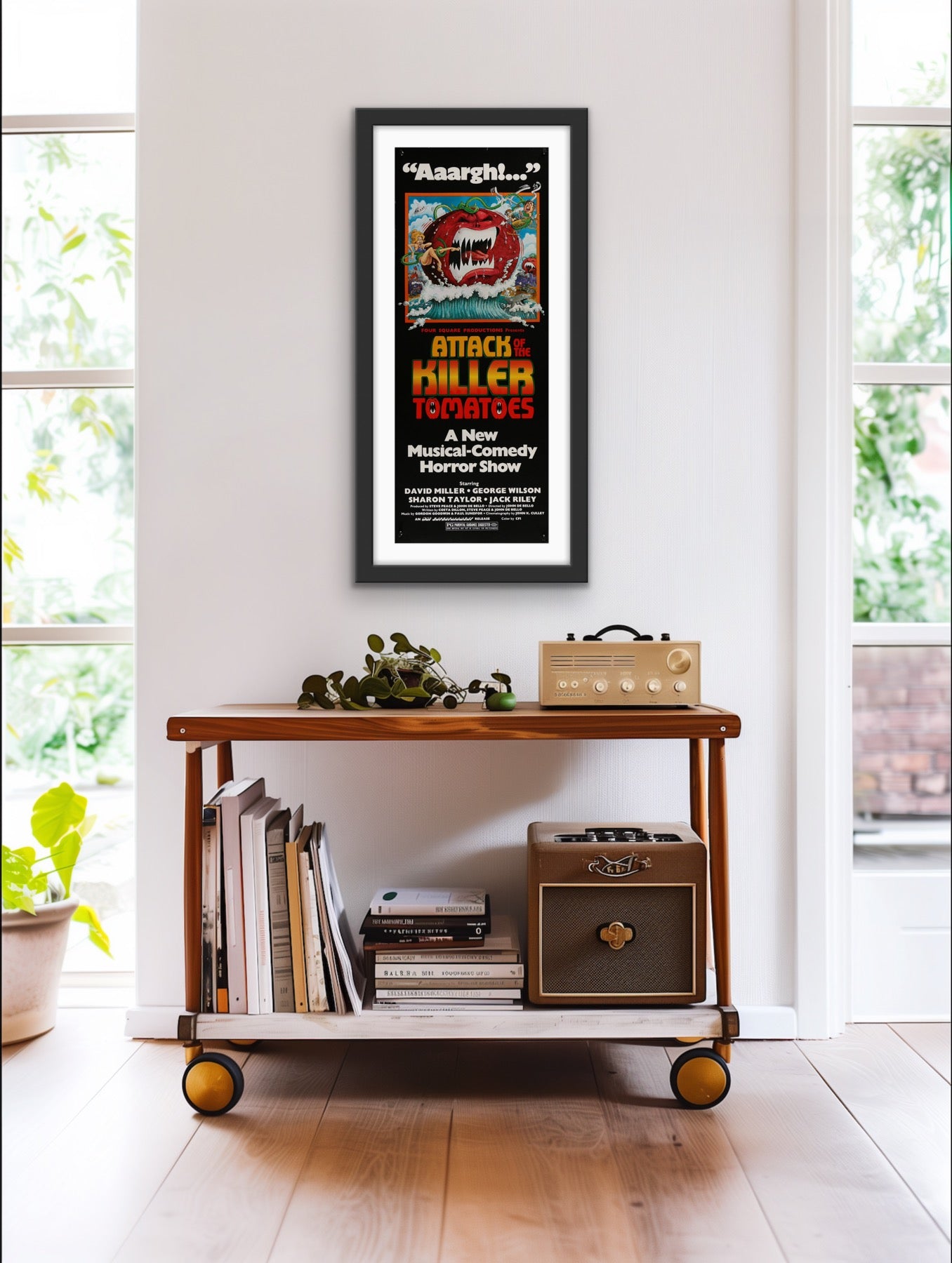 An original movie poster for the film Attack of the Killer Tomatoes