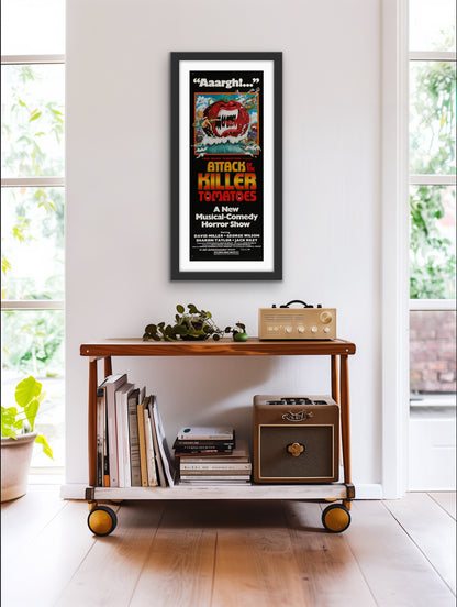 An original movie poster for the film Attack of the Killer Tomatoes