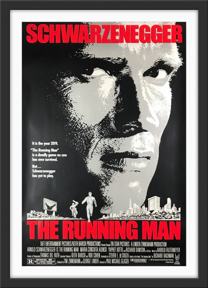 An original movie poster for the film The Running Man